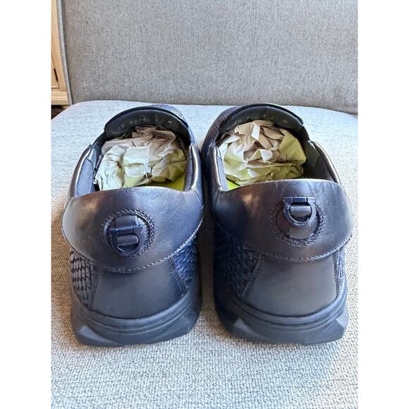 Salvatore Ferragamo Woven Slip on Sneaker Leather Blue Men's Sz 14 Preppy - Picture 3 of 13